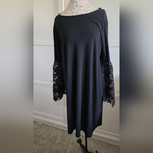 Alfani Dresses & Skirts - Alfani Black Dress with Lace Sleeves SIZE 16w